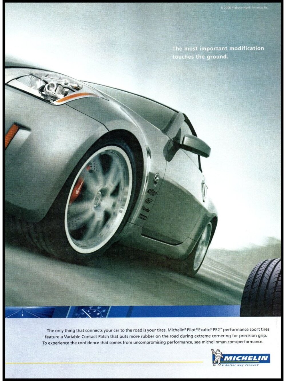 2006 Michelin Pilot Exalto PE2 Tire Nissan 350Z Car Vintage Print Ad Wall Art
